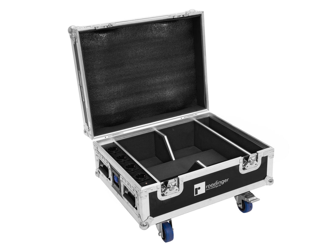 ROADINGER Flightcase 4x AKKU IP UP-4 QuickDMX con funzione di ricarica