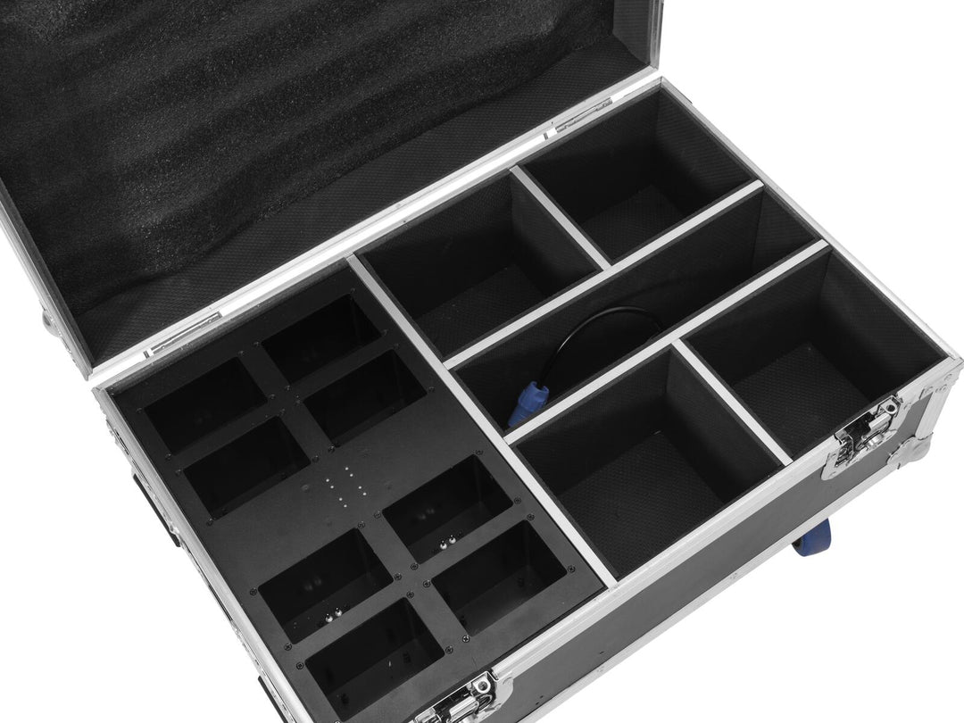 ROADINGER Flightcase 4x AKKU IP UP-4 Plus HCL Spot WDMX con funzione di ricarica