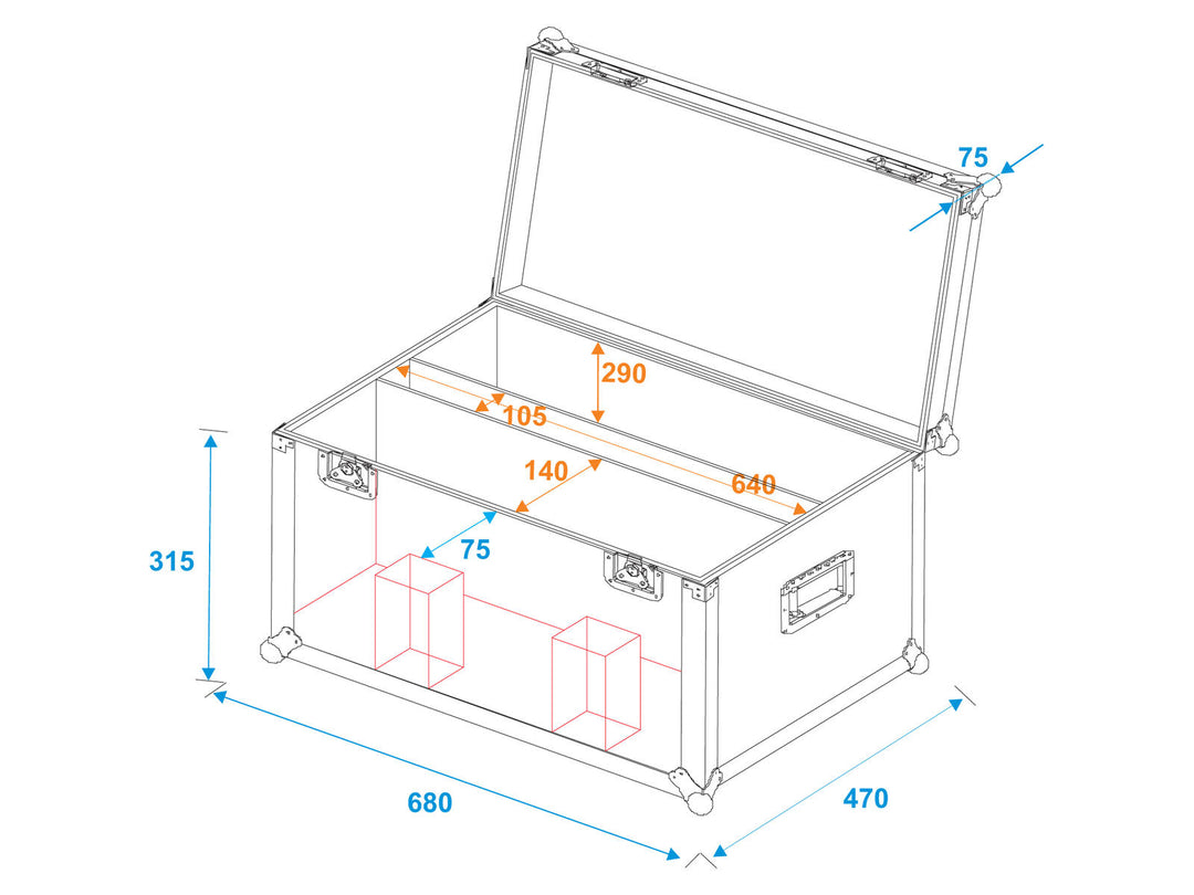 ROADINGER flight case 2x LED PLL-480