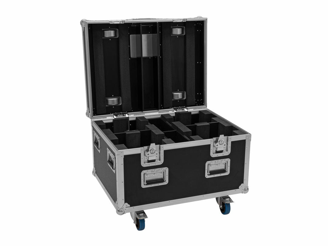 EUROLITE Set 4x LED TMH-X4 Teste Mobile Wash Zoom + EU Case con ruote
