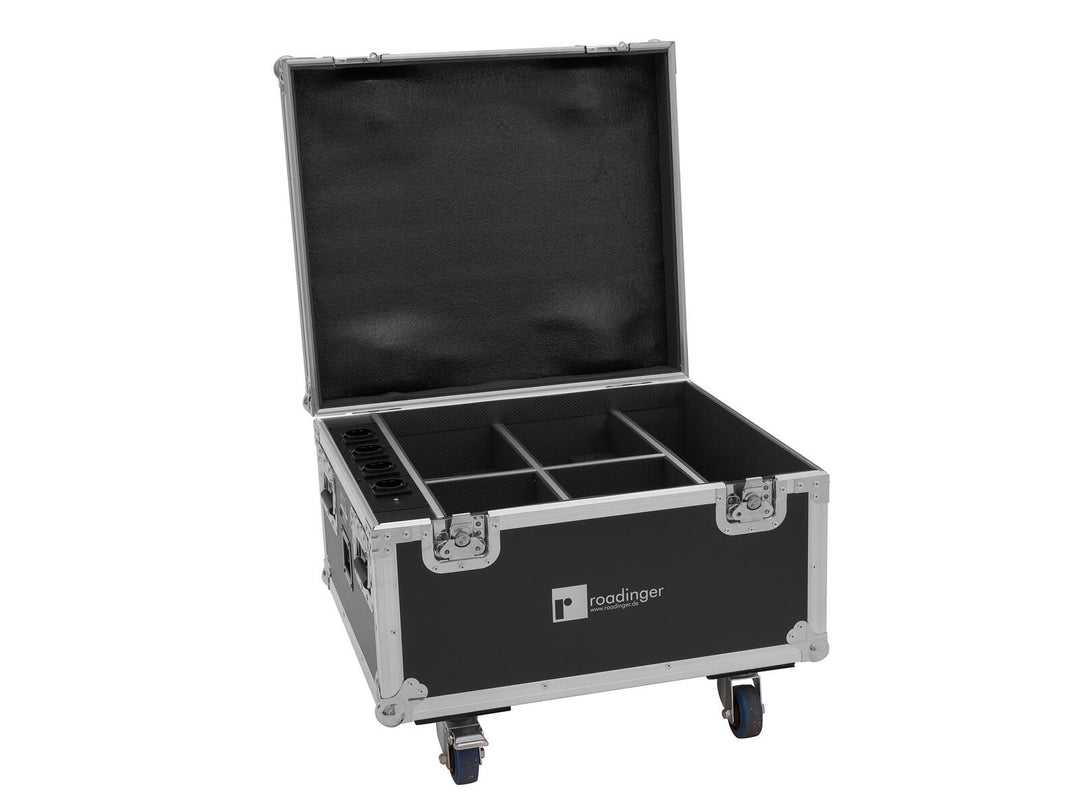 ROADINGER Flightcase 4x AKKU IP PAR 7 QCL WDMX con funzione di ricarica
