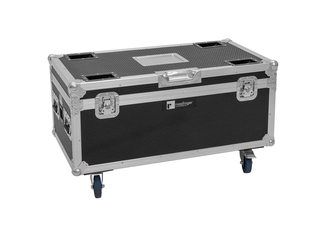 ROADINGER Flightcase 4x AKKU Multiflood IP 8x10W RGBW Wash CRMX con funzione di ricarica