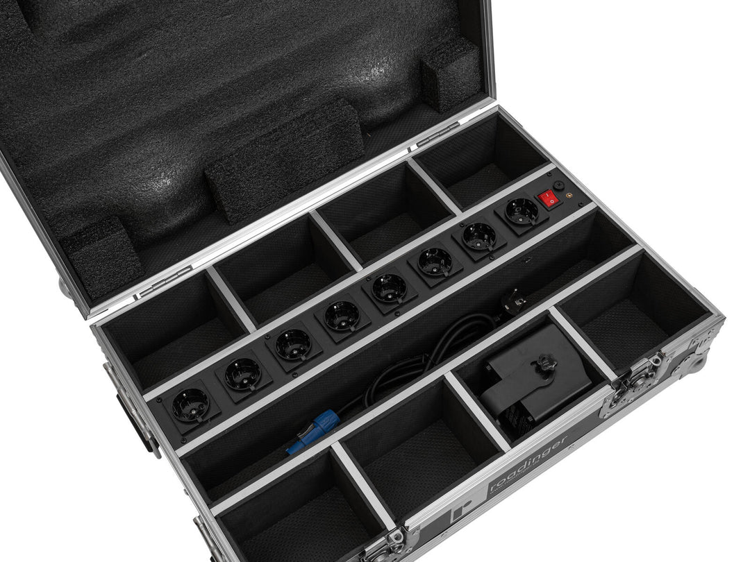 ROADINGER Flightcase 8x AKKU Mini IP UP-4 QCL Spot MK2 con funzione di ricarica