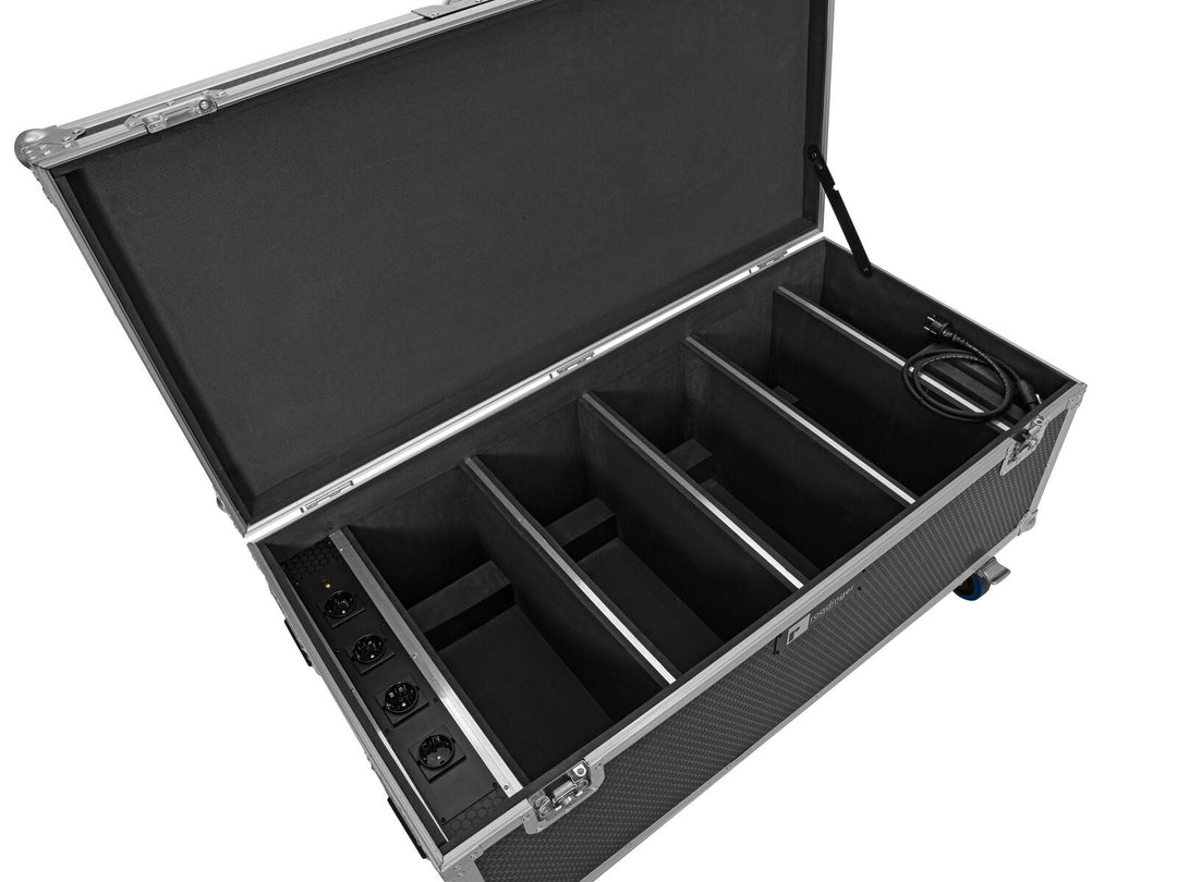 ROADINGER Flightcase 4x AKKU Multiflood IP 18x10W RGBW Wash CRMX con funzione di ricarica