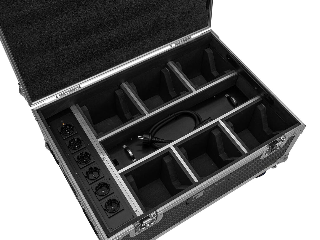 Flightcase ROADINGER per 6x AKKU IP TL-3 QCL Trusslight CRMX con funzione di ricarica e ruote