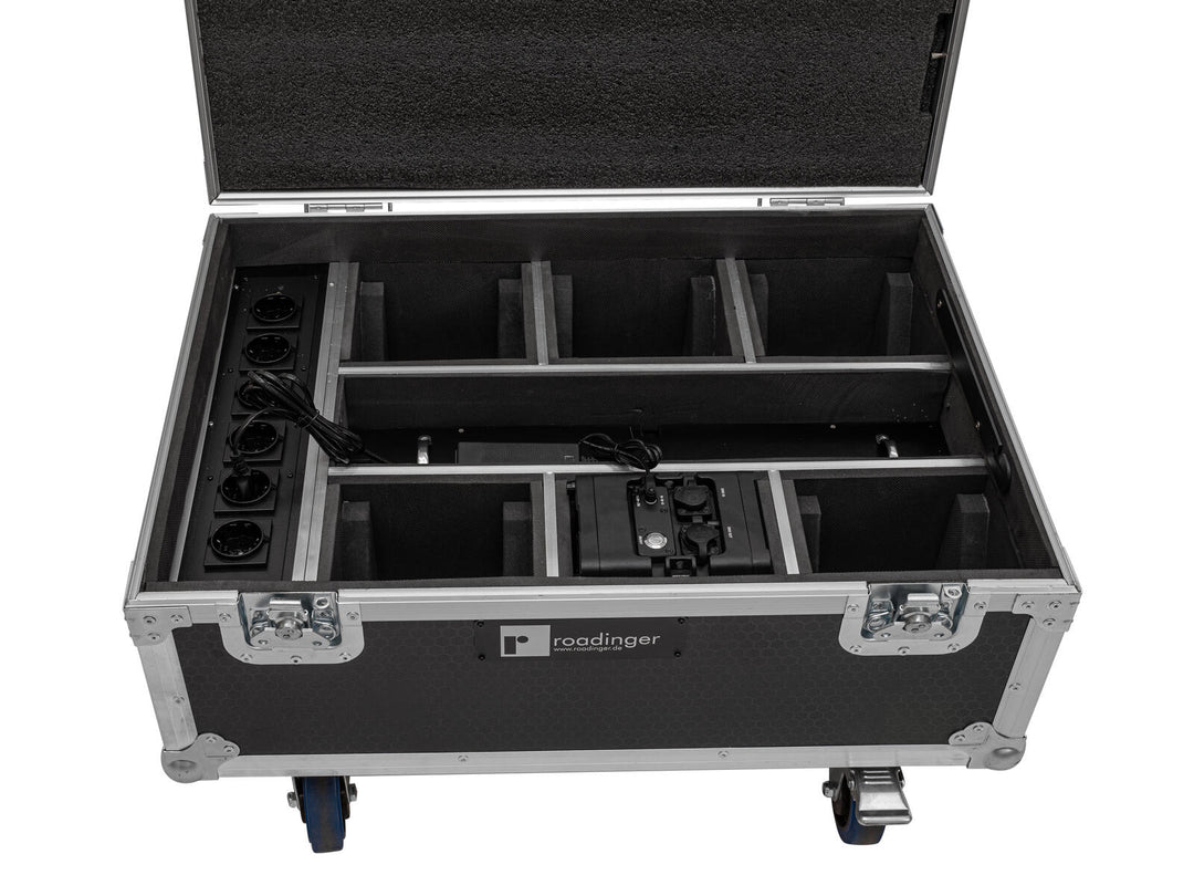 Flightcase ROADINGER per 6x AKKU IP TL-3 QCL Trusslight CRMX con funzione di ricarica e ruote