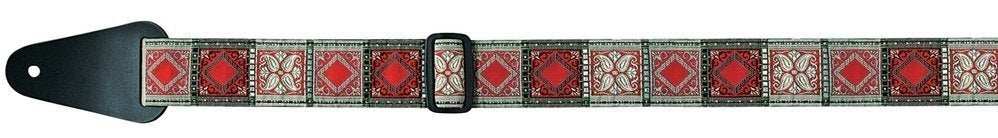 Fire & Stone Folk Jacquard tracolla per chitarra, rossa, argento e nera