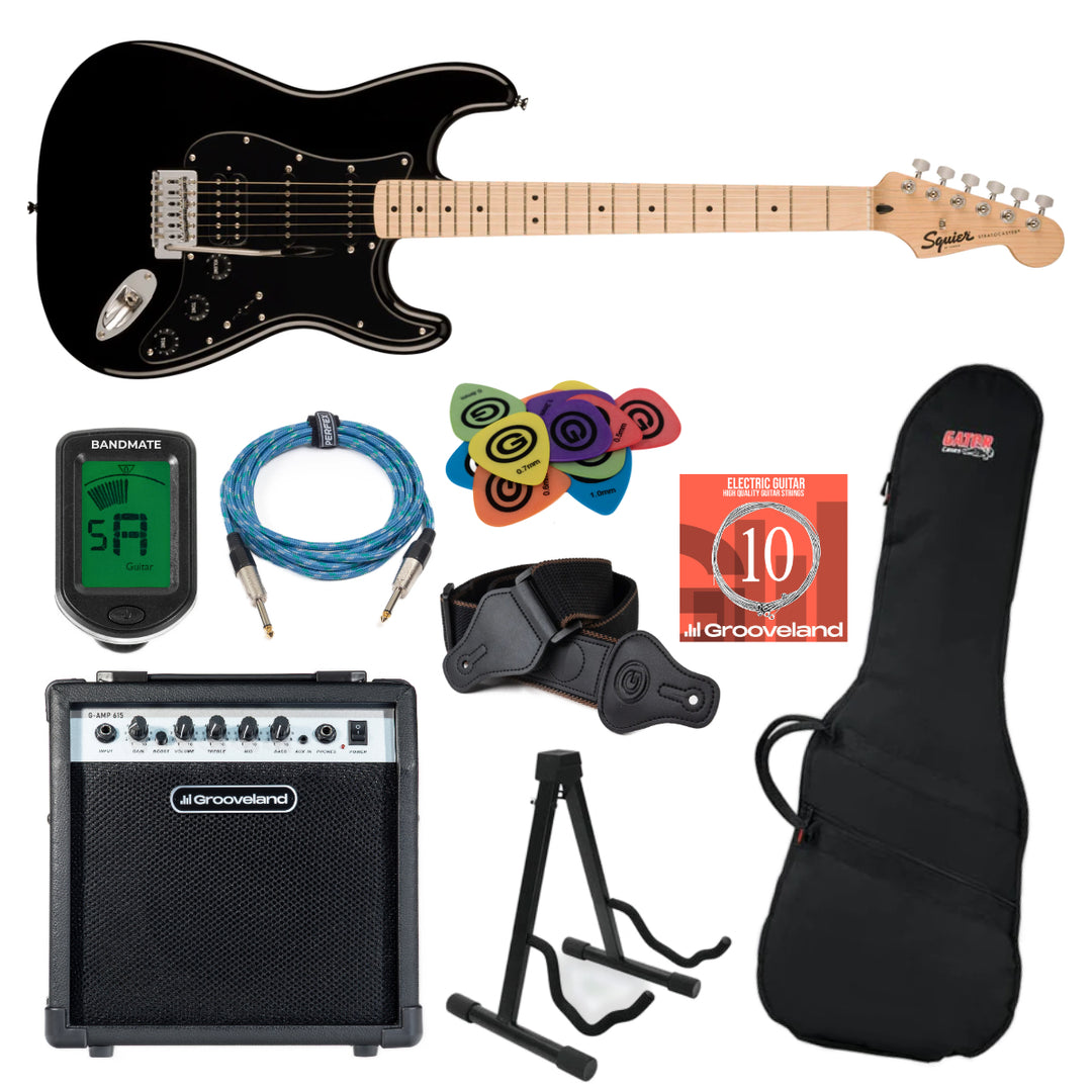 Fender Squier Sonic Stratocaster HSS Starter pack (Sort)