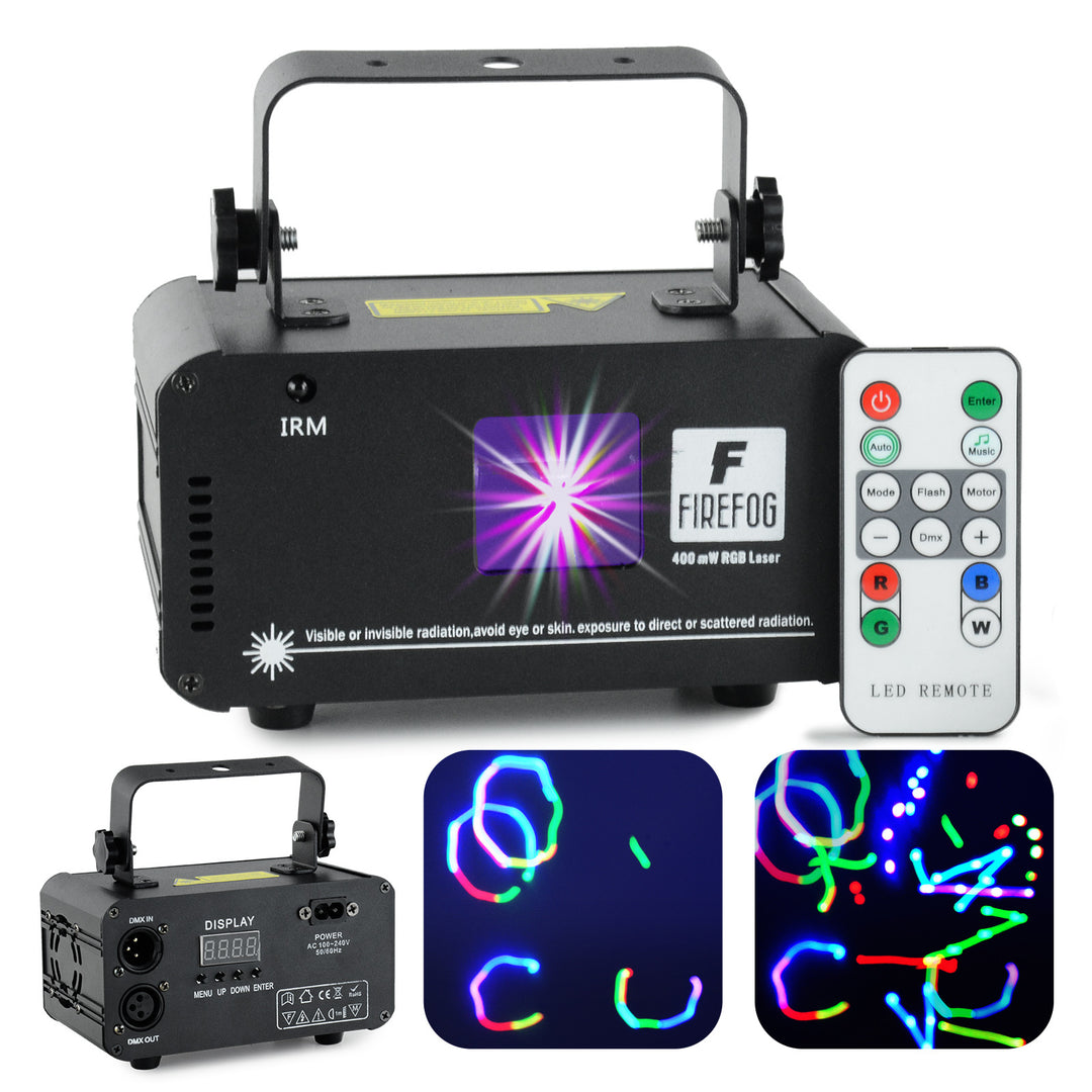 Firefog RGB laser disco 400 mW con DMX e telecomando