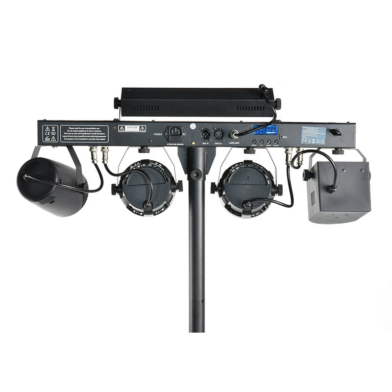LIGHT4ME T-BAR LASER STROBE LED PAR DERBY UV IR multieffetto
