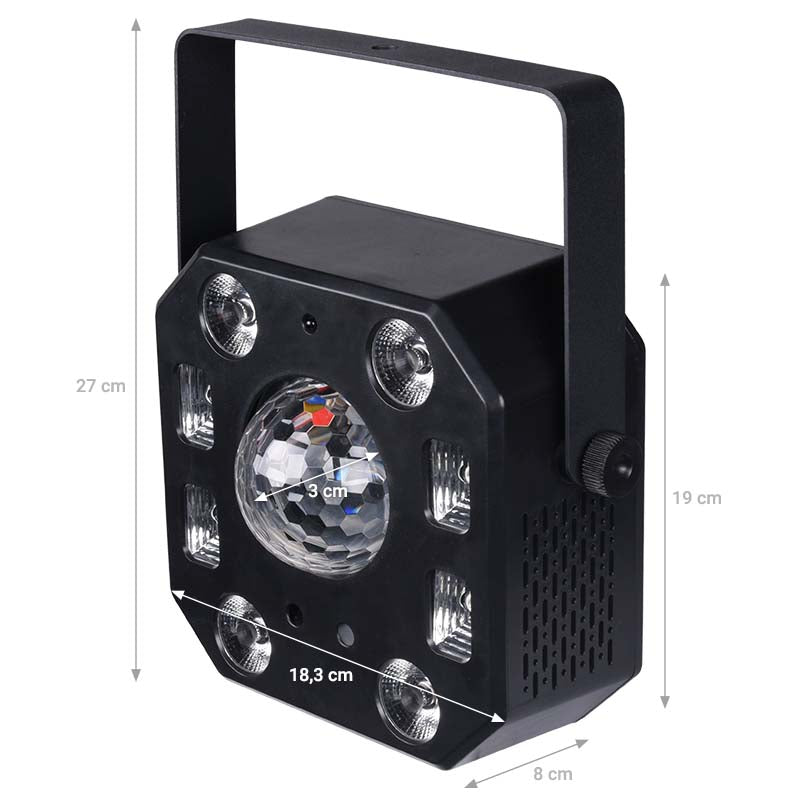 LIGHT4ME TURBO FLOWER diskoeffekt LED PAR UV-kugle laserstrobe