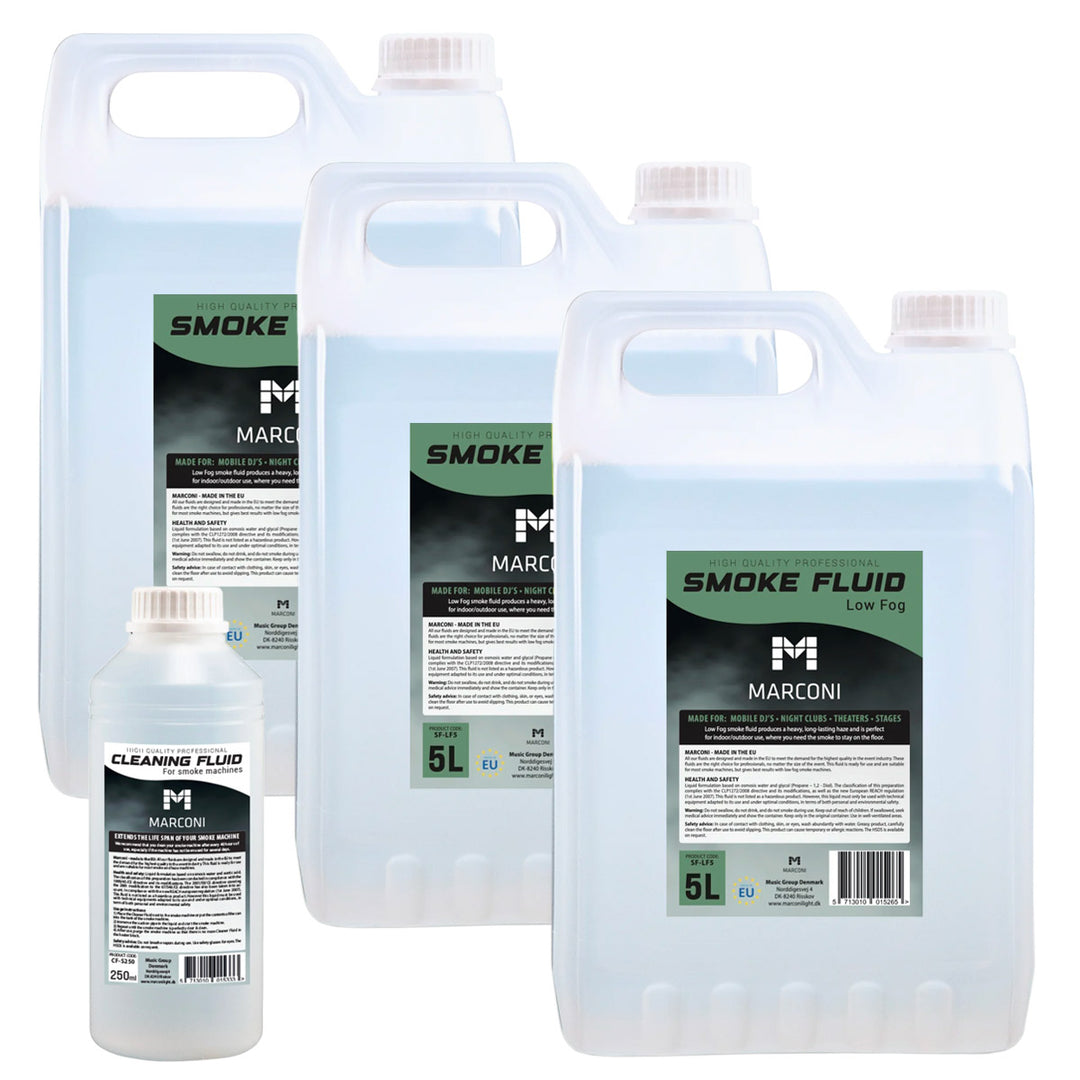 3 x 5L Liquido per Fumo (Low Fog) + 250ml Liquido di Pulizia
