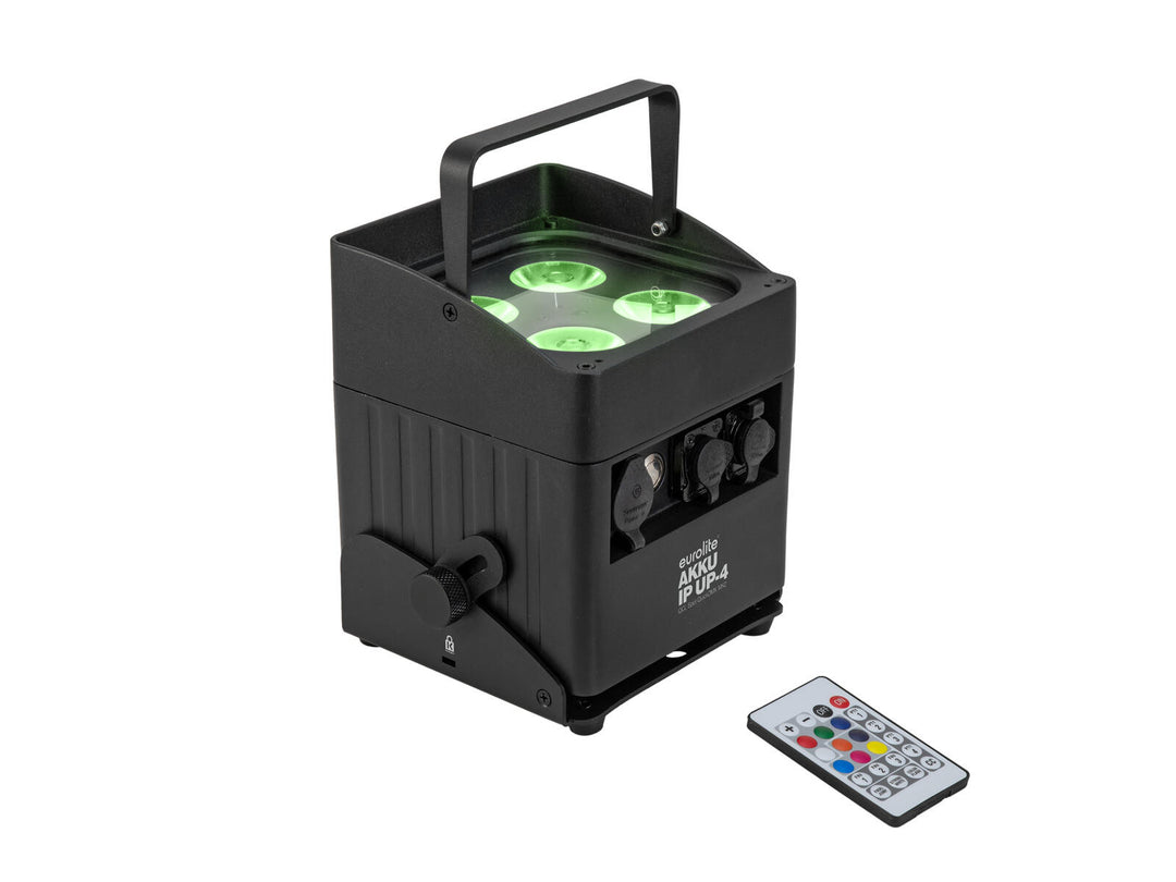 EUROLITE Set 4x AKKU IP UP-4 QCL Spot QuickDMX MK2 + Flightcase con ruote e funzione di ricarica