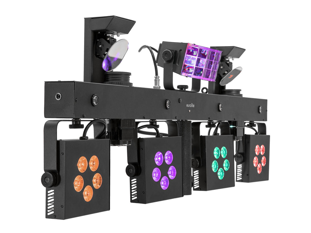 EUROLITE Set LED KLS Scan Pro Next FX Compact Light Set + BPS-3 Supporto per altoparlante nero