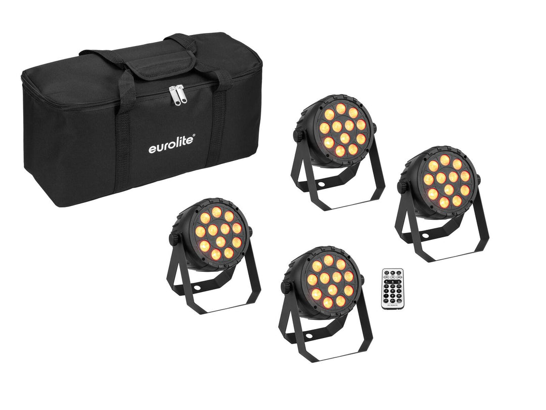 EUROLITE Set 4x LED PARty Spot Silent RGB/WW con borsa morbida