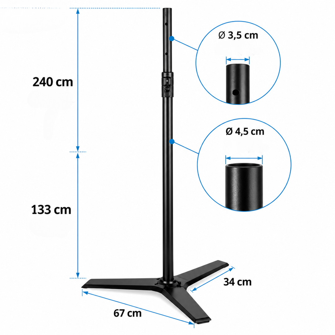 Hardman HLK57-PRO – Supporto professionale per altoparlanti e luci 133–240 cm, 70 kg