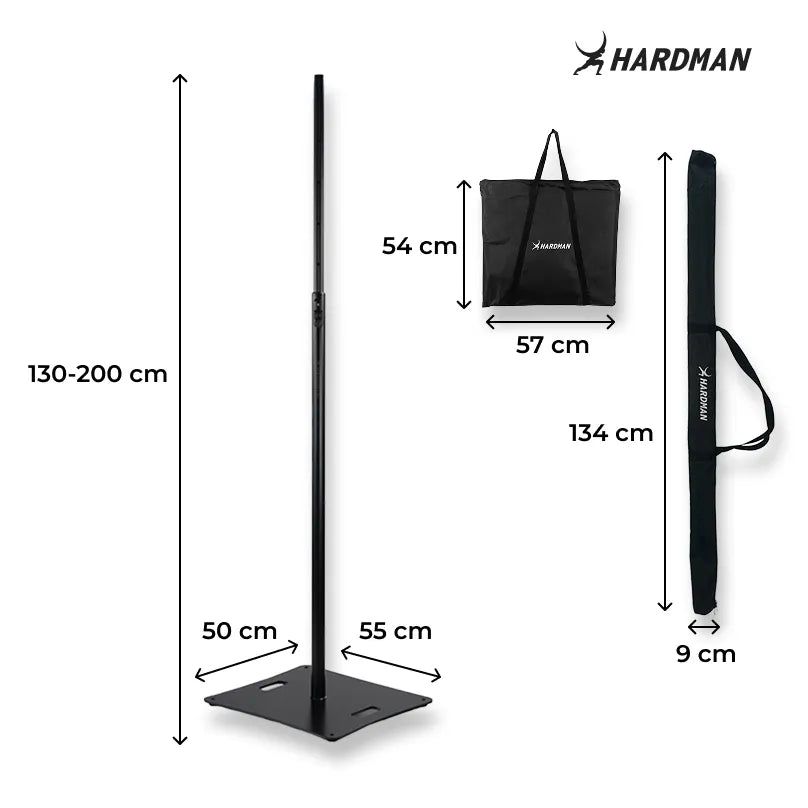 Supporto a colonna Hardman HLK980-PRO con base in acciaio pesante, da 1,3 a 2 m