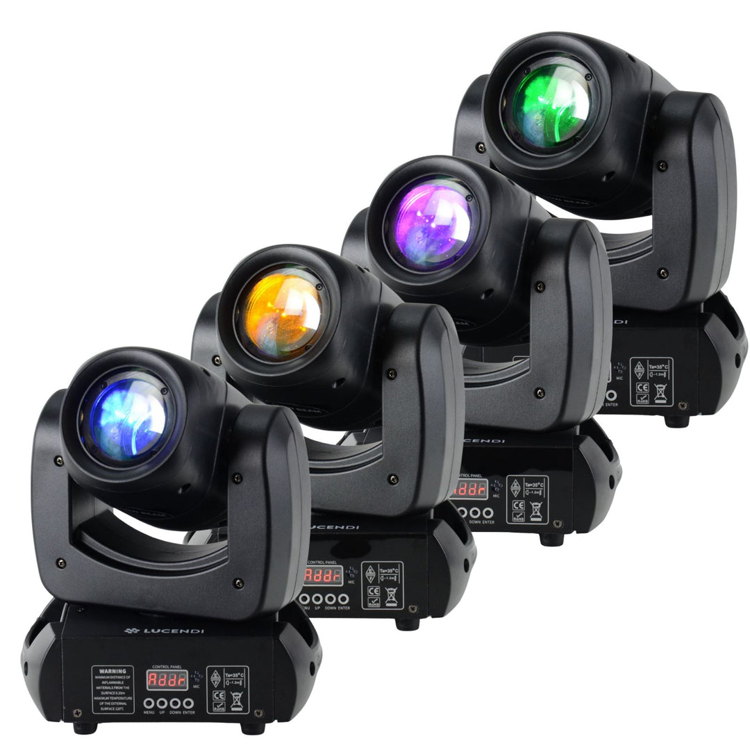 Lucendi BEAM100 moving head, set da 4 pezzi e case