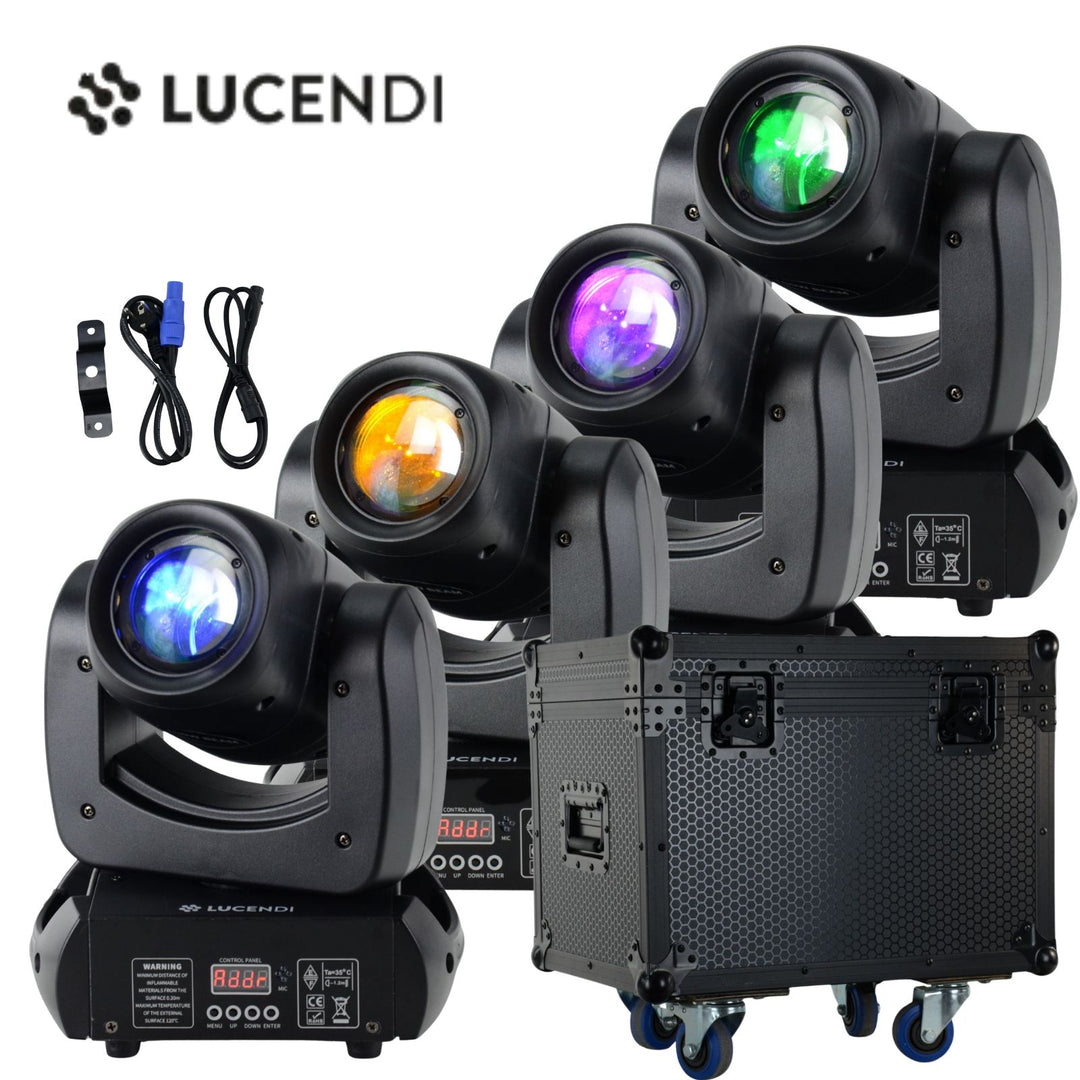 Lucendi BEAM100 moving head, set da 4 pezzi e case
