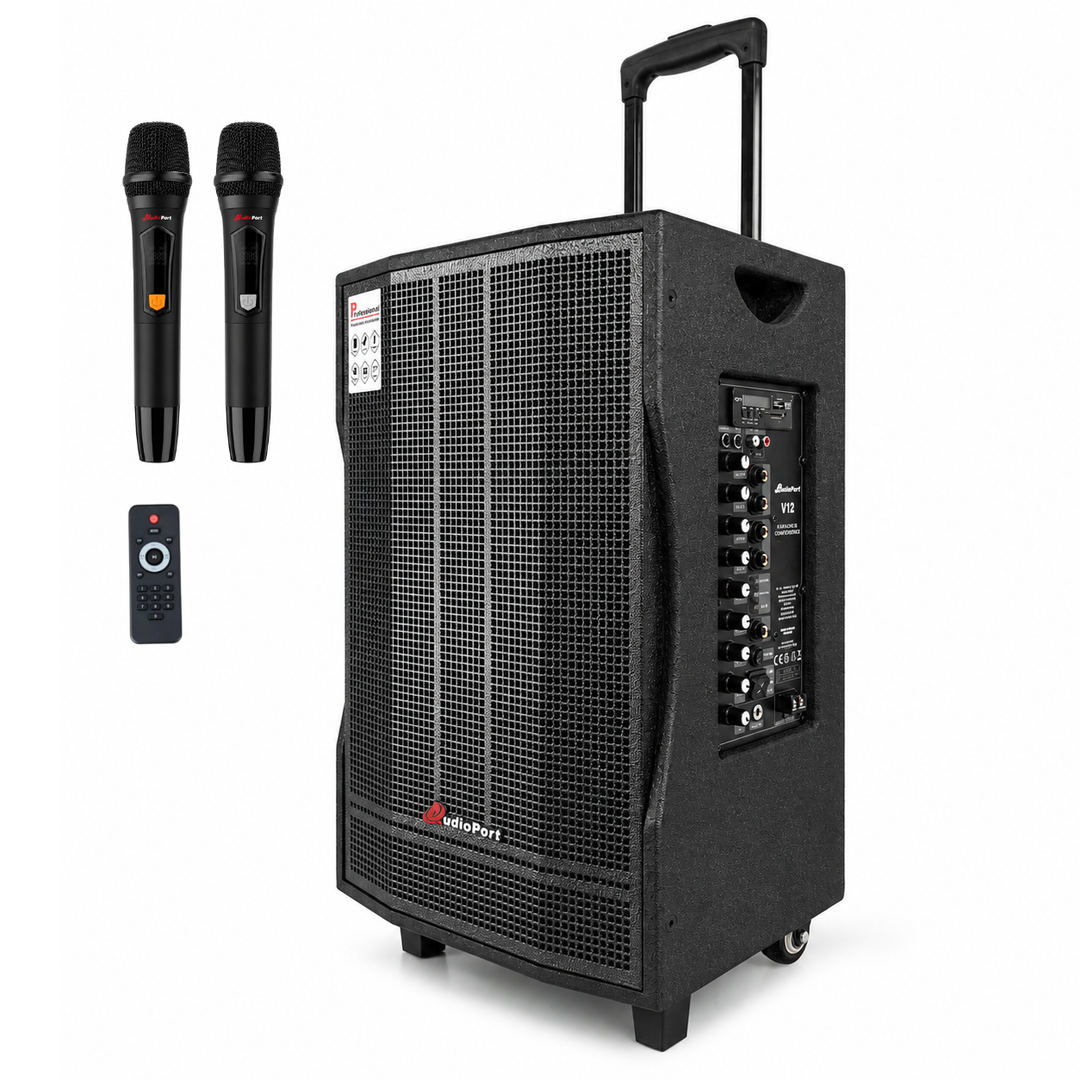 Audioport V12 cassa attiva portatile 350 W con 2 microfoni