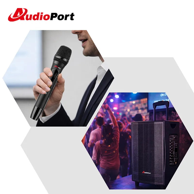 Audioport V12 cassa attiva portatile 350 W con 2 microfoni