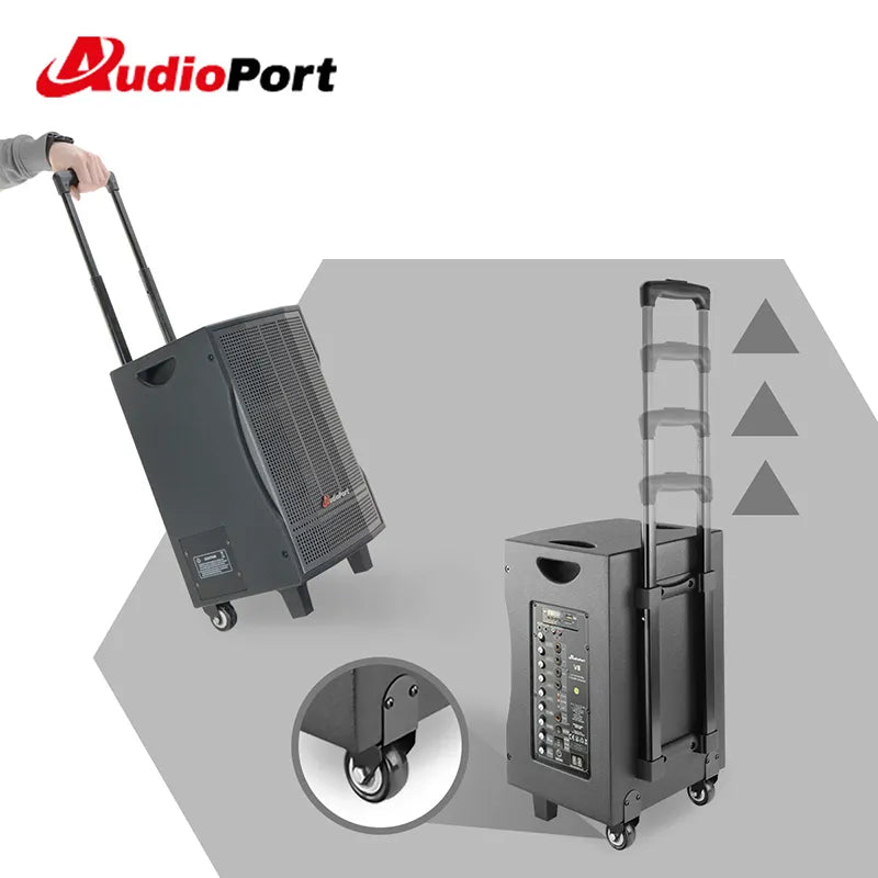 Audioport V8 cassa attiva portatile 250 W con 2 microfoni
