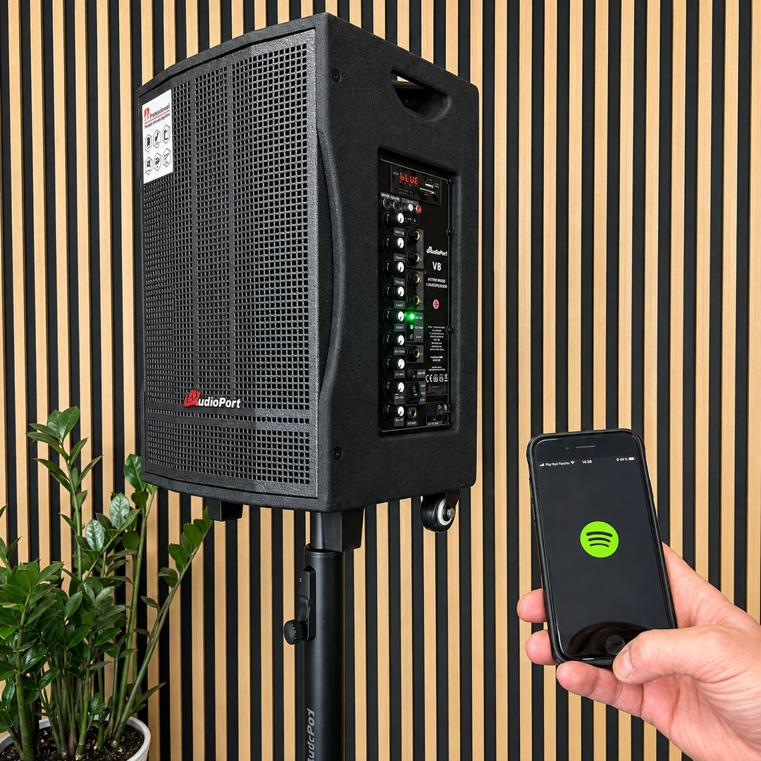 Audioport V8 cassa attiva portatile 250 W con 2 microfoni