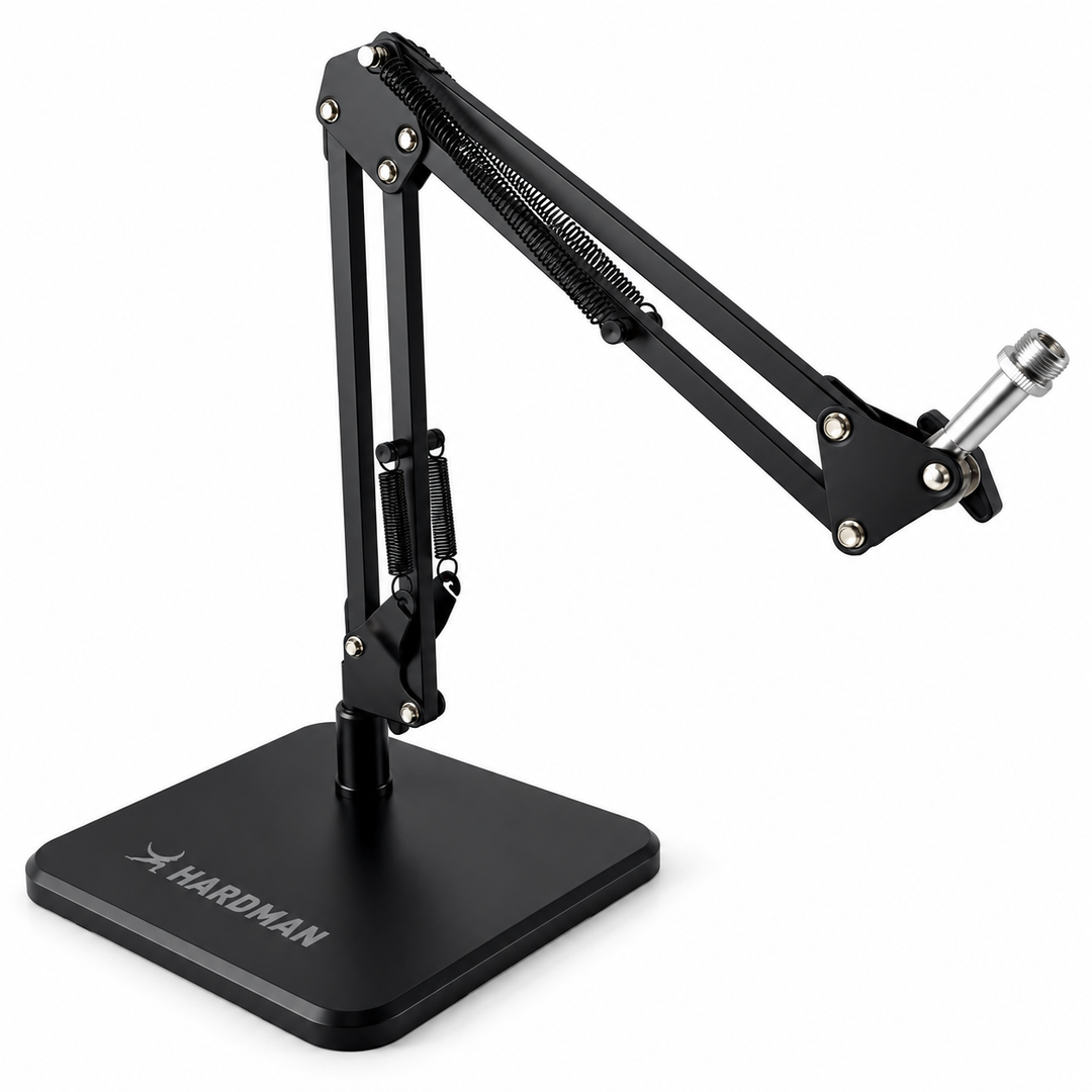 Supporto per microfono da tavolo Hardman con base pesante e braccio, fino a 2,5 kg