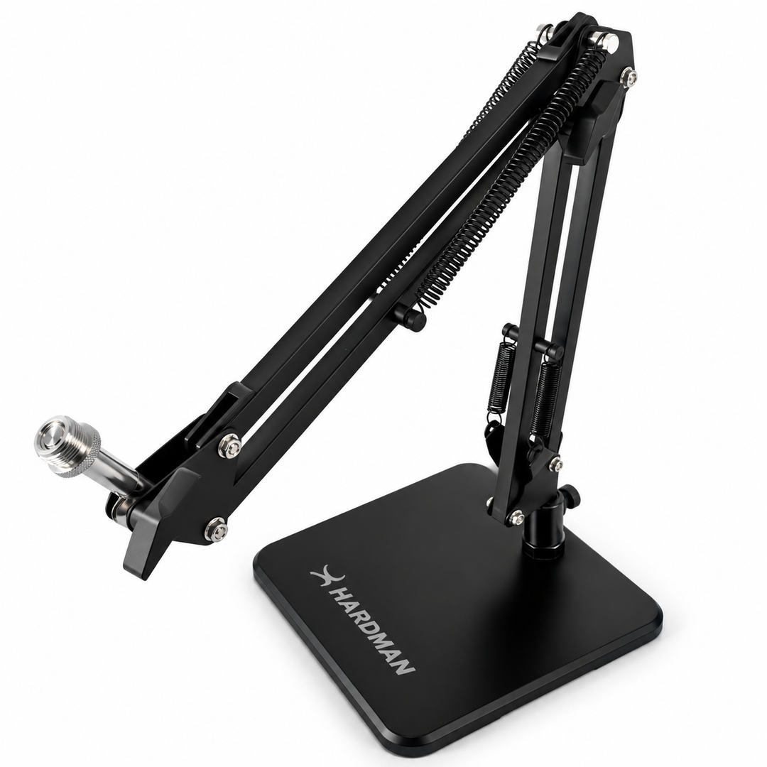 Supporto per microfono da tavolo Hardman con base pesante e braccio, fino a 2,5 kg