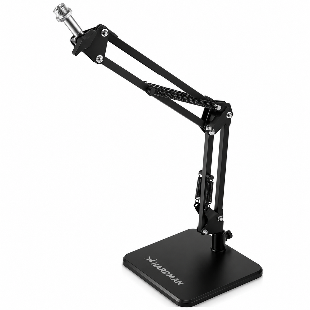 Supporto per microfono da tavolo Hardman con base pesante e braccio, fino a 2,5 kg