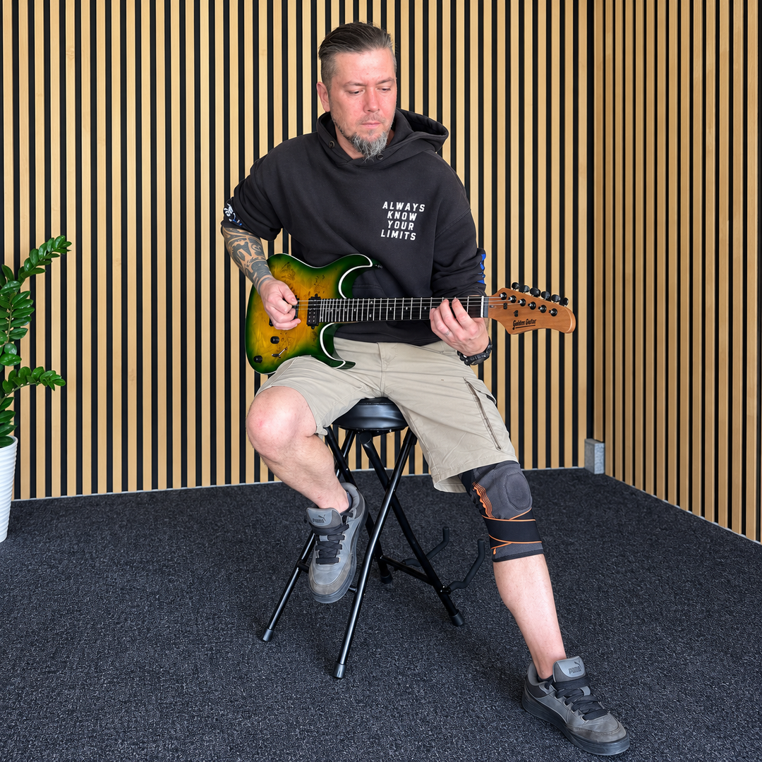 Hardman SB207 poggiapiede per chitarra con poggiapiedi e supporto per chitarra.