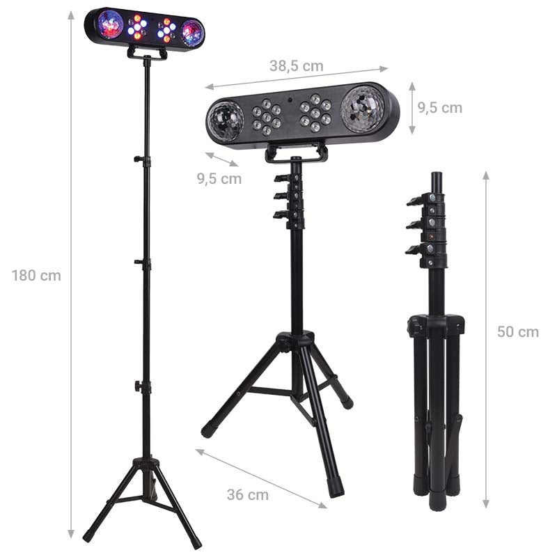 LIGHT4ME MAGIC BAR effetto discoteca con sfera a specchi LED PAR + stativo + telecomando