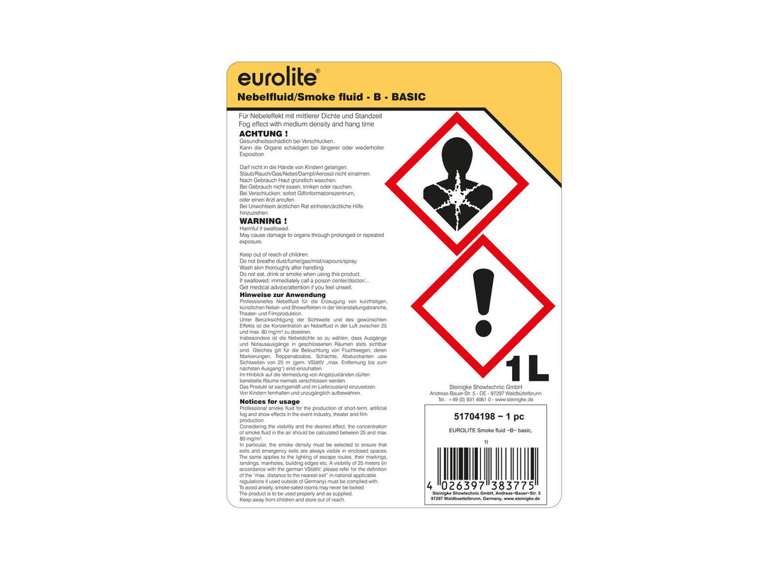 EUROLITE SMOKE FLUID -B- Basic, 1l liquido per fumo