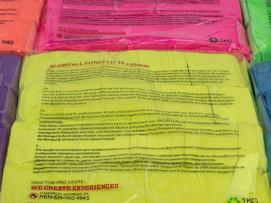 TCM FX Slowfall coriandoli rettangolari 55x18mm, giallo neon, attivi ai raggi UV, 1kg