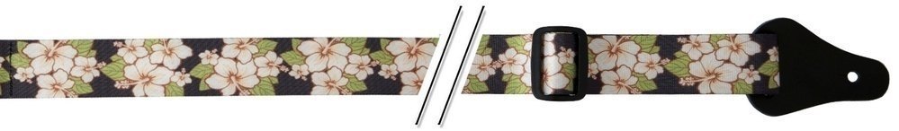 Fire & Stone tracolla per ukulele in nylon, "White Hibiscus", 37 mm