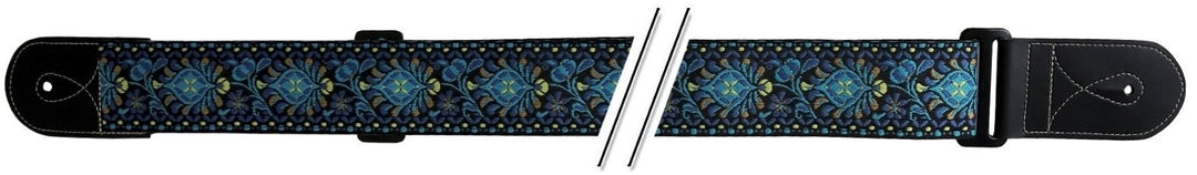 GEWA Cinghie per Chitarre F&S Folk Jacquard - Blue-Yellow