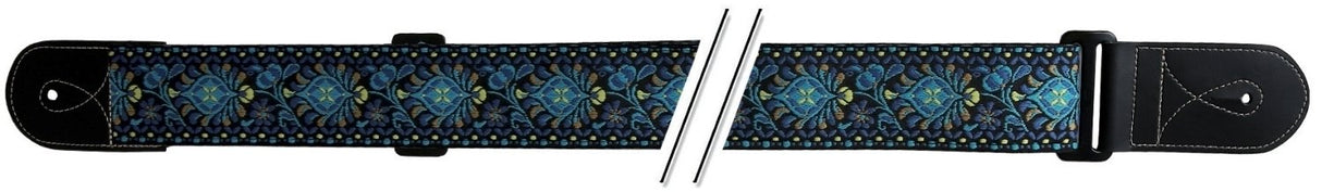 GEWA Guitar Straps F&S Folk Jacquard - Blue-Yellow