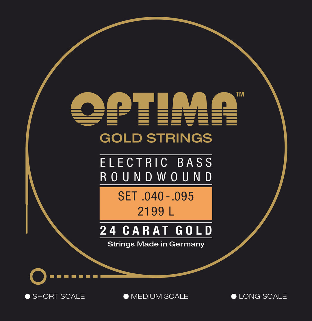 Corde Optima per basso elettrico Gold Strings Round Wound scala lunga - Set a 4 corde light (2199L)