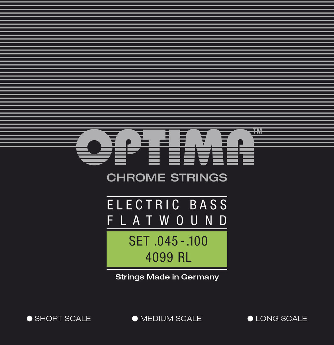 Corde per basso elettrico Optima Chrome Strings Flat Wound medium scale - set (4099M)