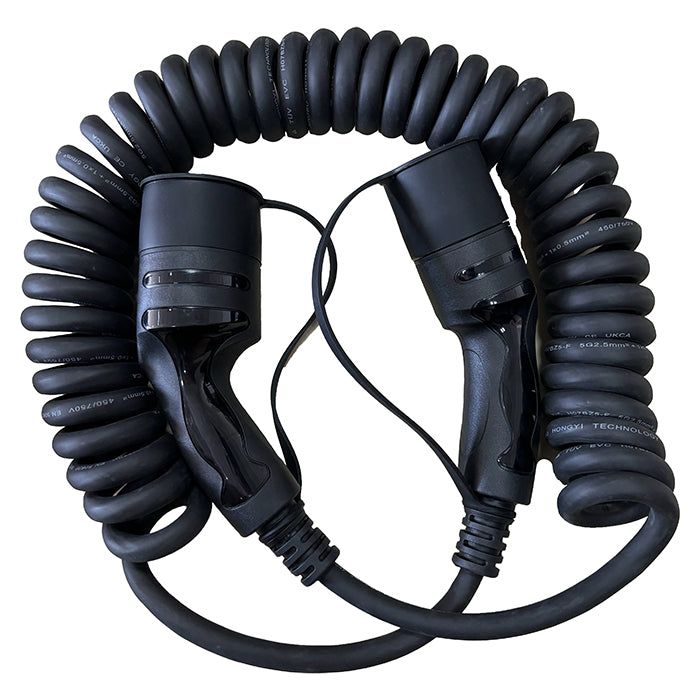 Cavo di ricarica spiralato Type-2 16A trifase 5 metri