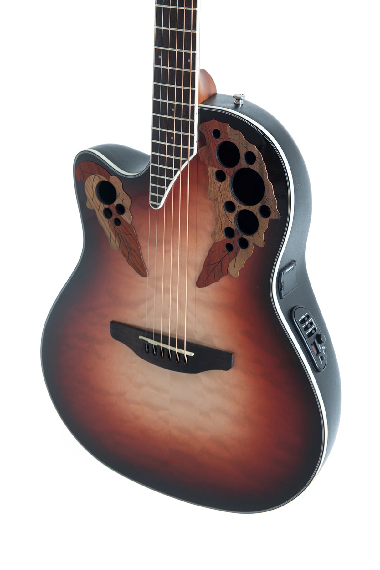 Ovation E-Acoustic Guitar Celebrity Elite Plus Mid Cutaway - Lefthand Ruby Burst (CE44LX-1R-G)