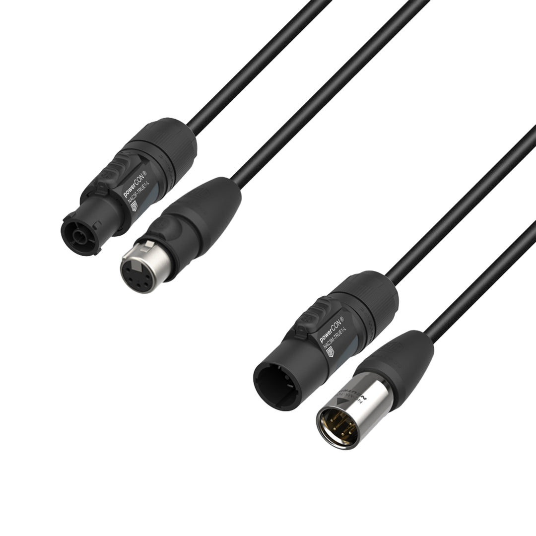 Adam Hall-kabler 5 STAR H TCON 5D 0150 IP65 - hybridkabel | strøm og DMX | Neutrik® XLR 5-polet IP65 x TRUE1® | 1,5 m