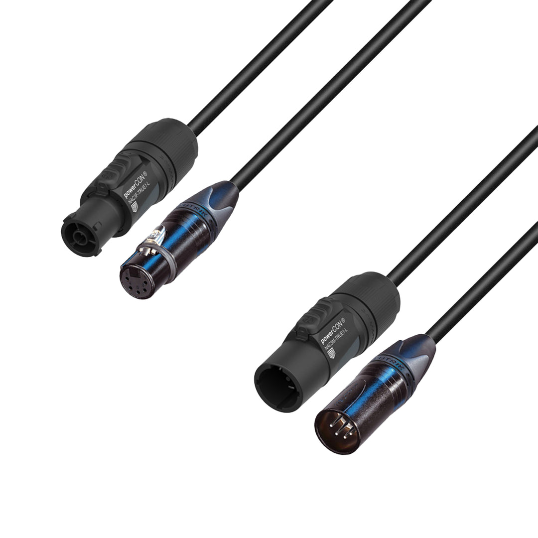 Adam Hall Cables 5 STAR H TCON 5D 0150 – hybridkabel | strøm og DMX | Neutrik® 5-polet XLR x TRUE1® | 1,5 m