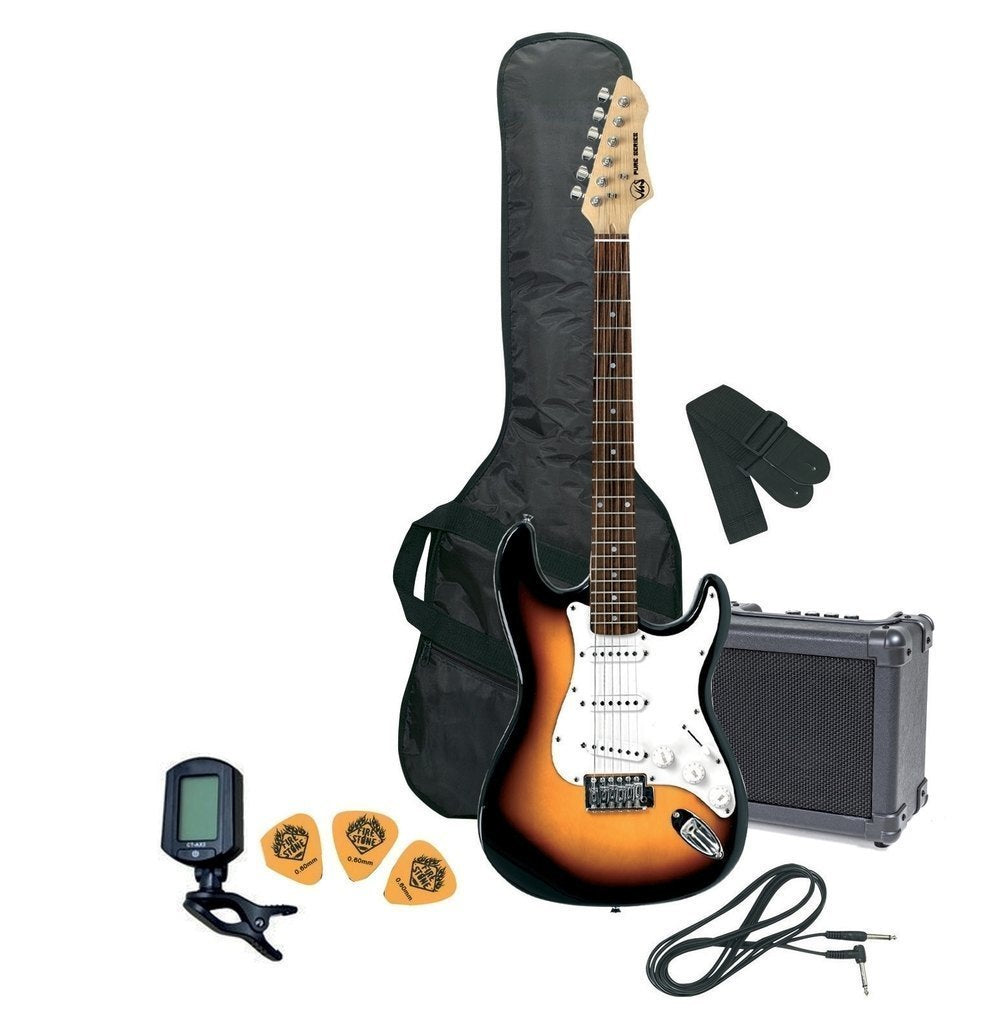 VGS RC-100 Guitar Pack, chitarra elettrica con amplificatore, 3-Tone Sunburst