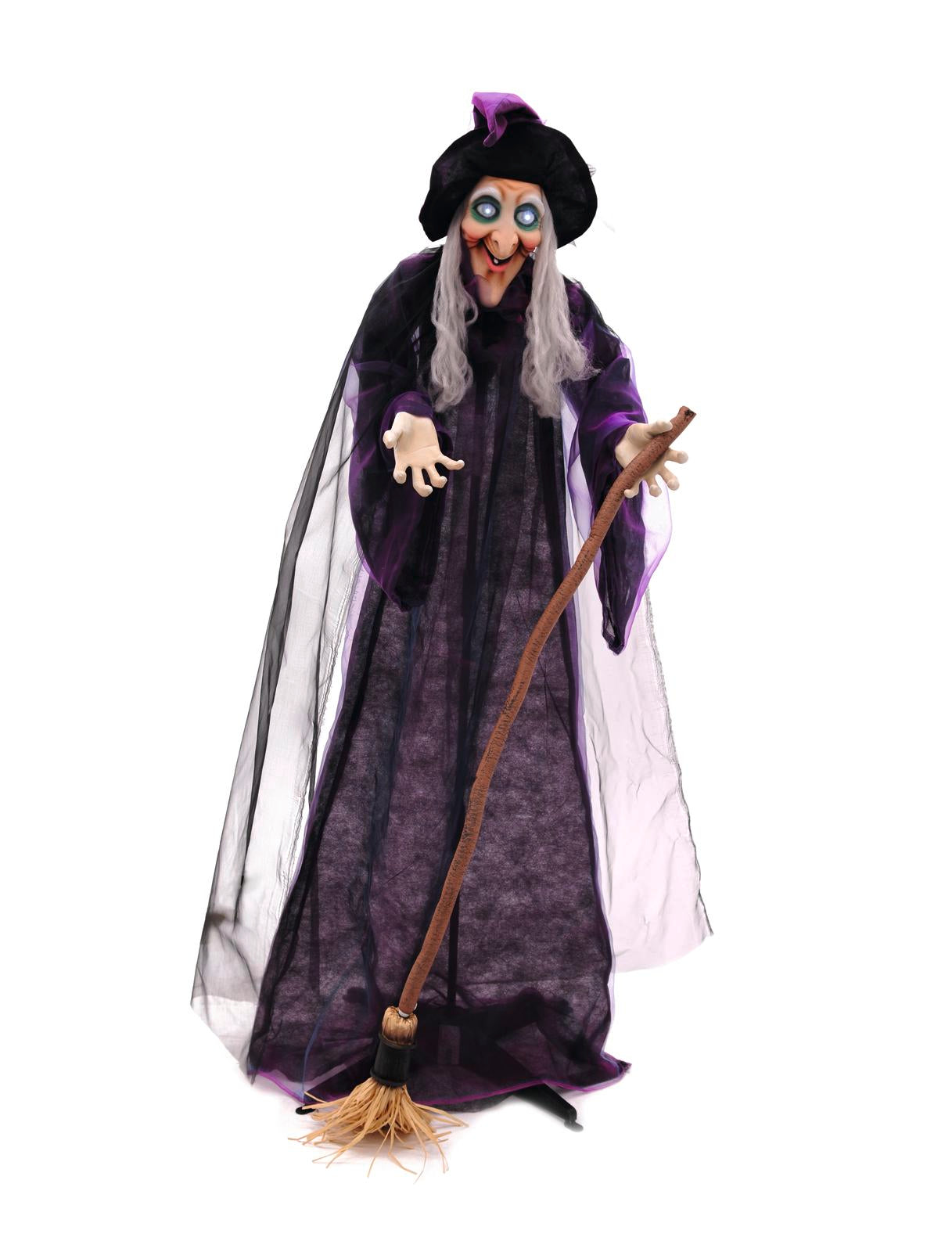 Halloween witch with broom, 175 cm