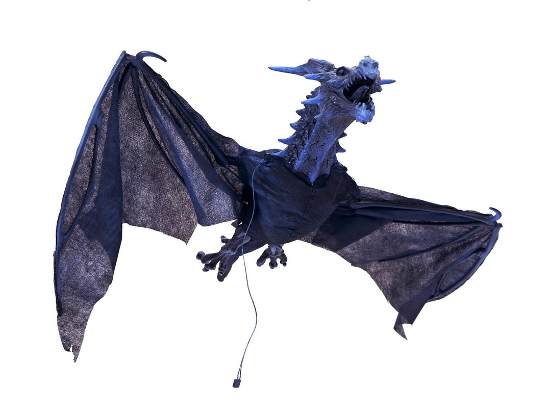 Drago volante di Halloween, animato, blu, 125 cm