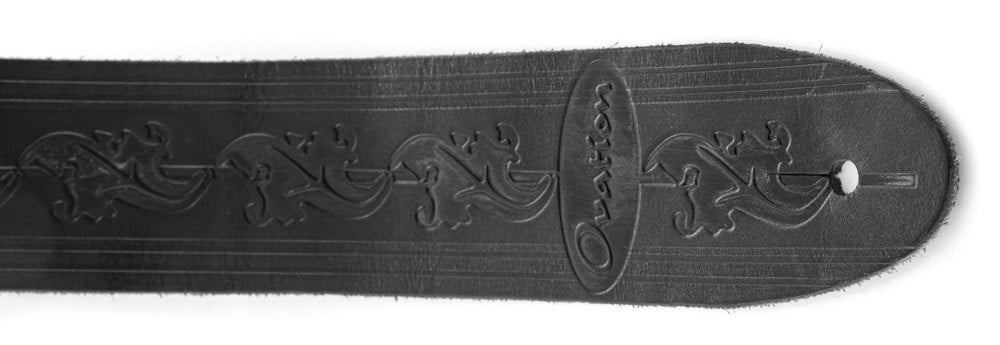Tracolla per chitarra Ovation Premium in pelle, Leaf, Black