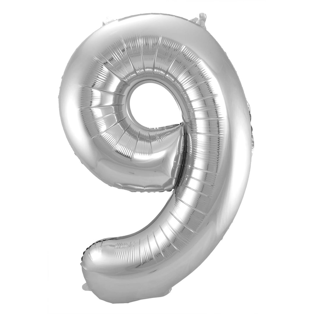 Palloncino a Forma di Numero 9 (Argento, 86 cm)