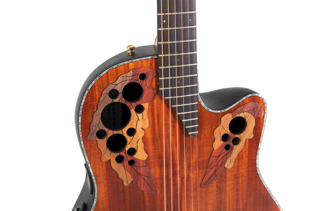 Ovation E-Acoustic chitarre Celebrity Elite Plus Mid Cutaway - Figured Koa (CE44P-FKOA-G)