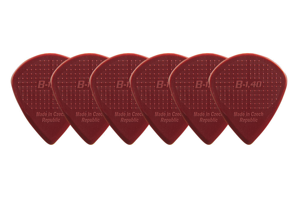 Plettri D-Grip Janicek Jazz B, 1,40 mm, rosso vino, 6 pz.